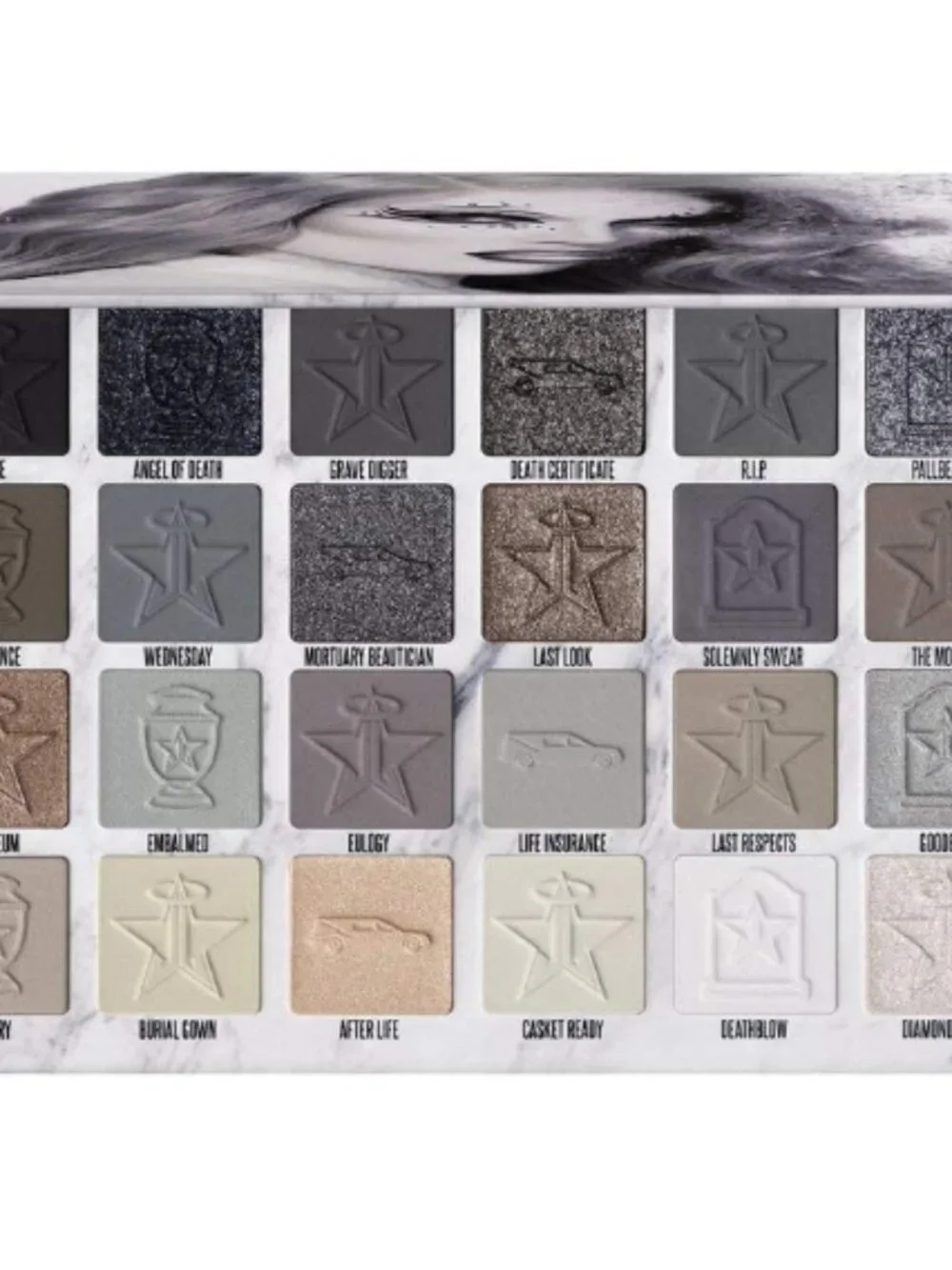 Jeffree Star Cosmetic Cremated Eyeshadow Palette 24 Shade Gothic Grayscale Vegan